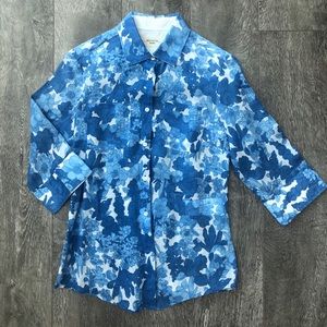 Maxmara Weekend Blue Flowering Linen Blouse